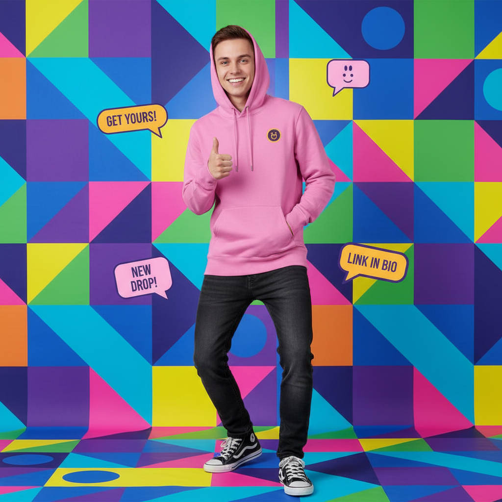 iDFITNESS Iconic Hoodie - 100% organic Bubblegum pink