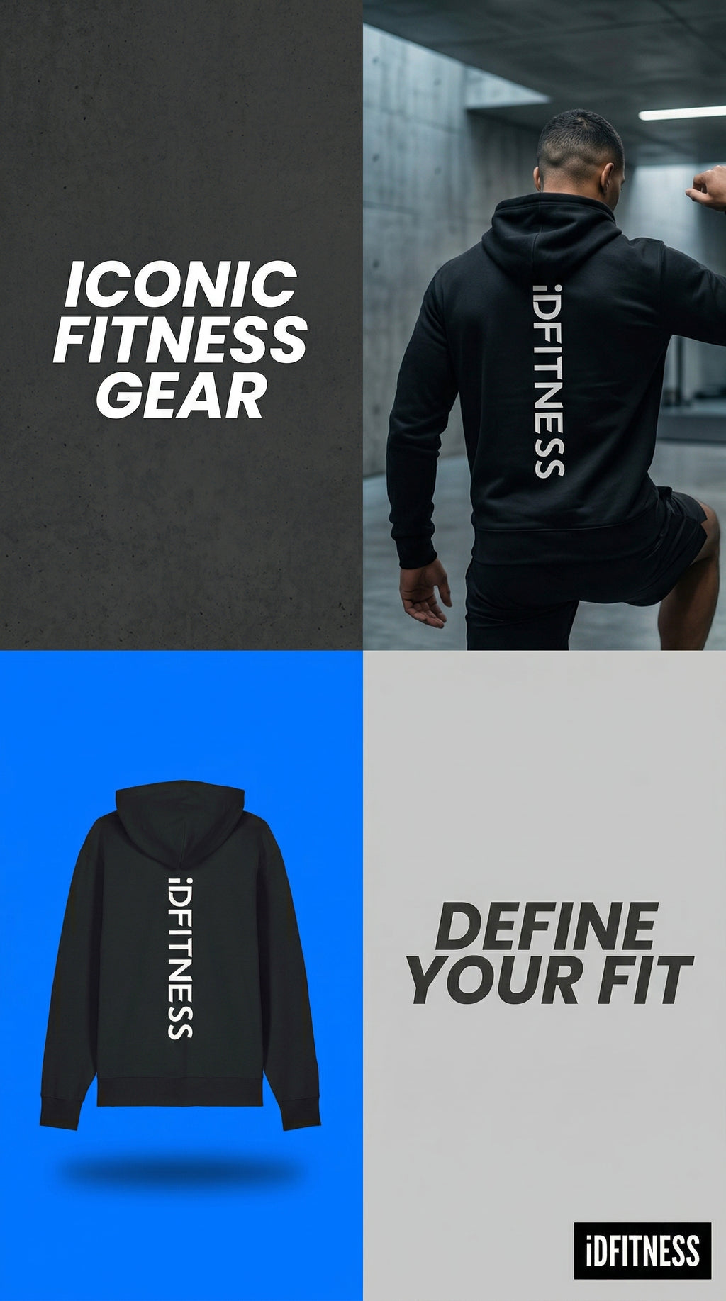 iDFITNESS Iconic Line Hoodie - Black