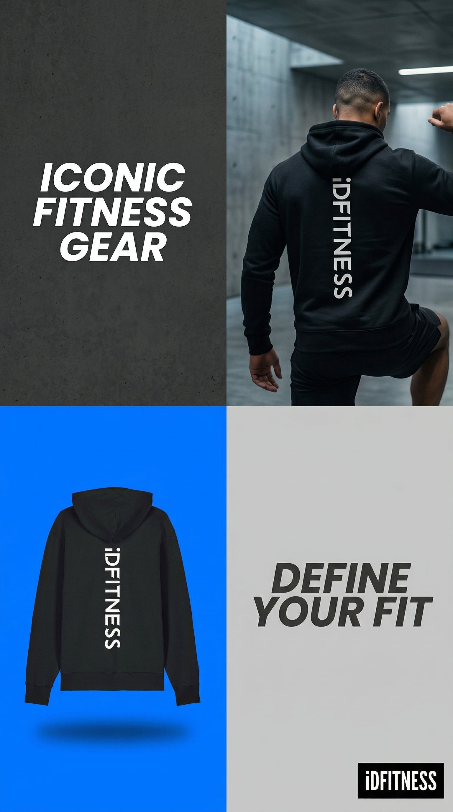 iDFITNESS Iconic Line Hoodie - Black